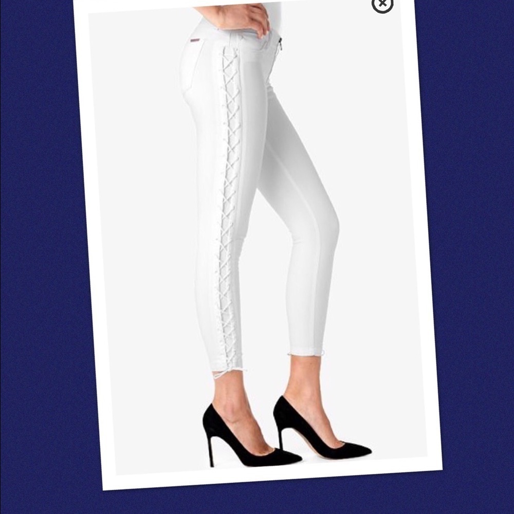 Hudson Jeans'Raven' Lace Up super skinny Crop Jeans (White) - Picture 1 of 4